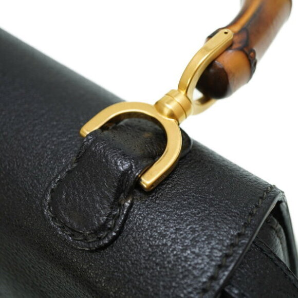 Gucci Bamboo shoulder handbag black leather strap - Picture 6 of 8